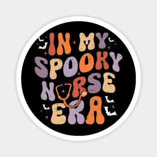 Retro Vintage Groovy Halloween In My Spooky Nurse Era Scary Magnet